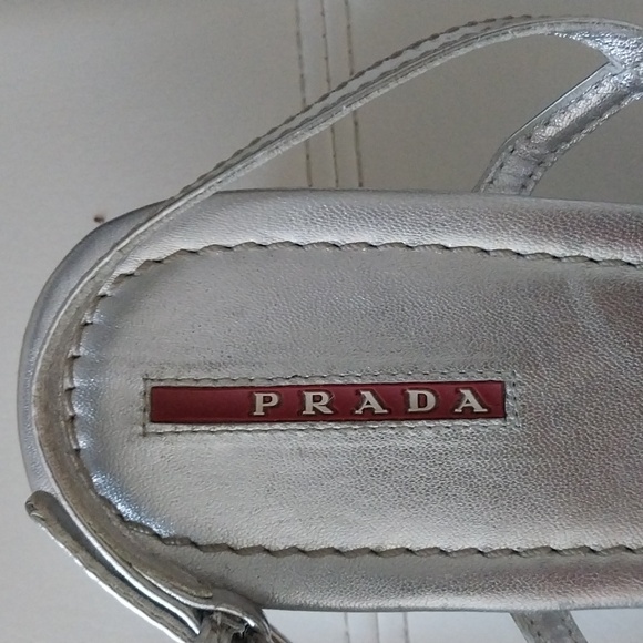 PRADA WEDGE SILVER SANDALS SIZE 41 - Picture 7 of 7
